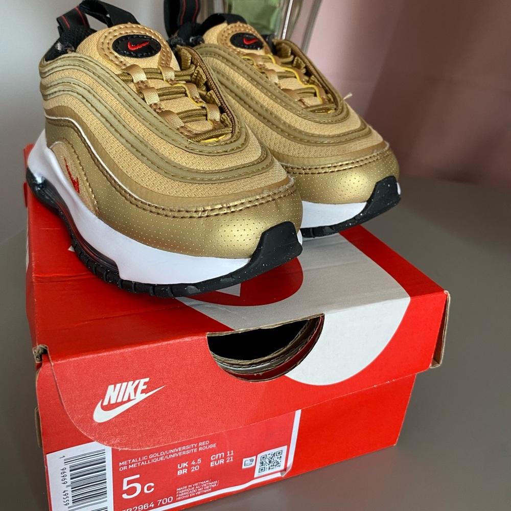 Metallic Gold University Red Toddler Air Max 97 Size 5C
